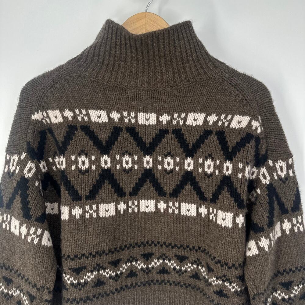 NAKED CASHMERE 100% Cashmere Turtleneck Sweater Fair Isle Nordic Chunky Knit - Picture 8 of 10
